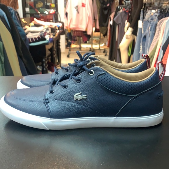 Lacoste Shoes | Lacoste Mens Bayliss Leather Sneakers Size 10.5 | Color: Blue | Size: 10.5 | Mindytm's Closet